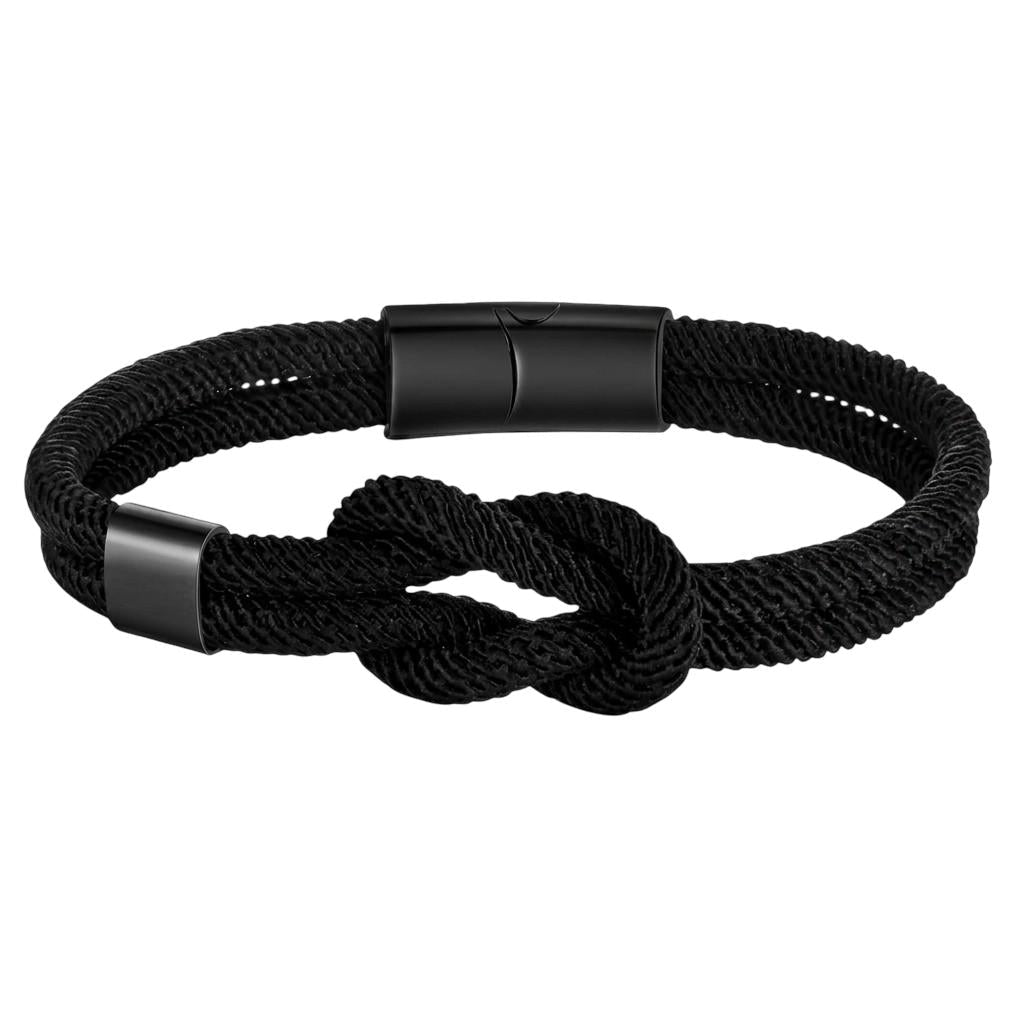 Marine knot nylon bracelet, stainless steel magnetic clasp, free personalized engraving, model Nono