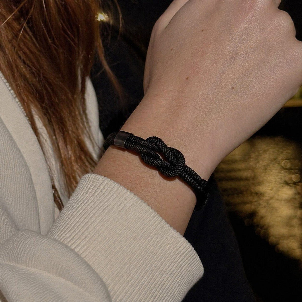 Marine knot nylon bracelet, stainless steel magnetic clasp, free personalized engraving, model Nono