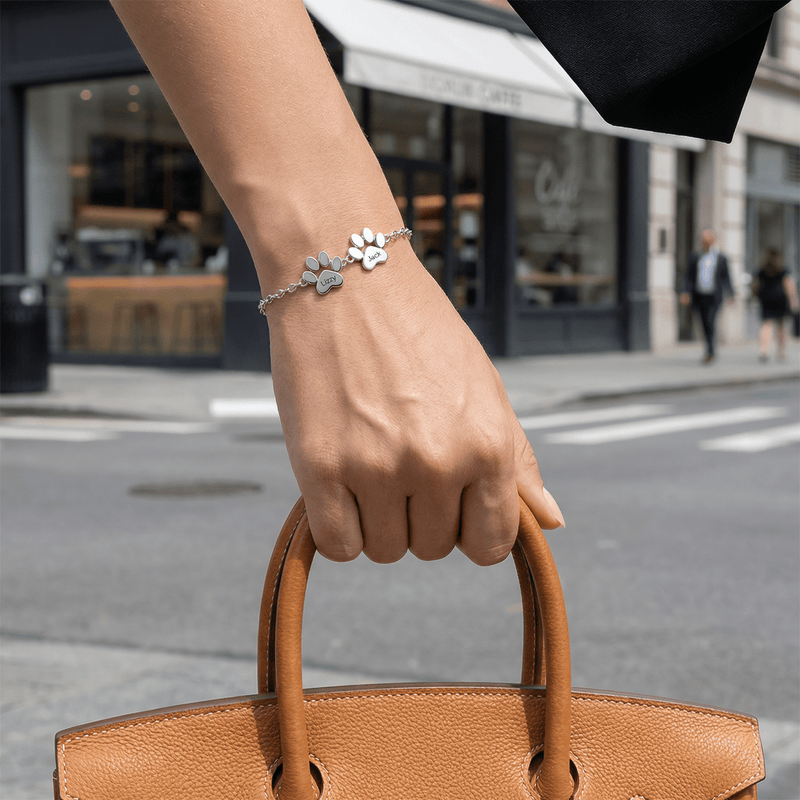 Bracelet patte personnalisée, en acier inoxydable, mixte, modèle Tinou 2 pattes