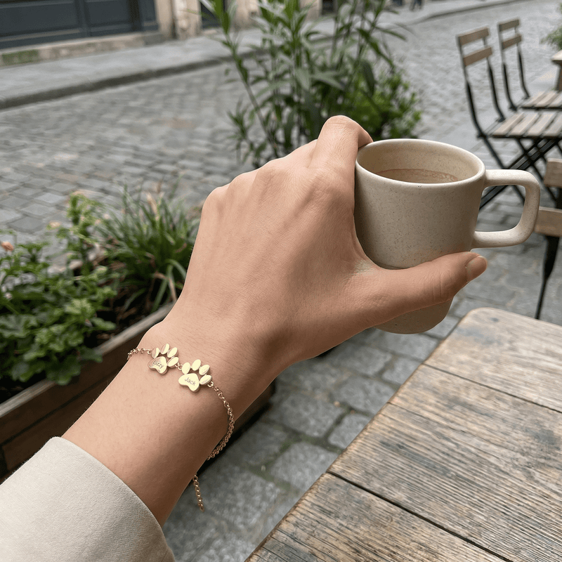 Bracelet patte personnalisée, en acier inoxydable, mixte, modèle Tinou 2 pattes