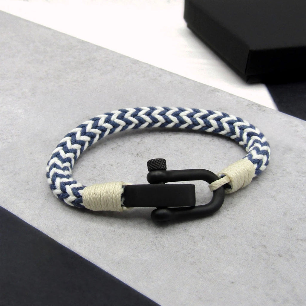 Bracelet personnalisé à mousqueton noir, pour homme, modèle Ilyes - La Boutique du Bracelet