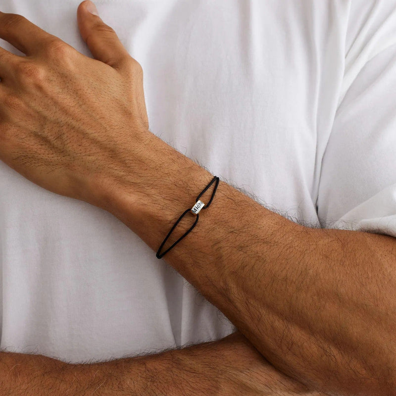 Gepersonaliseerde armband met ring, verstelbaar koord, gravure van naam, eeuwig symbool, model Gibz