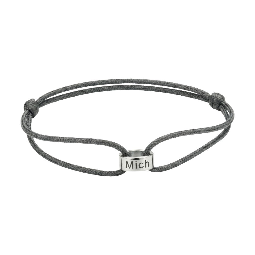 Personalized bracelet with ring, adjustable cord, name engraving, eternal symbol, Gibz model