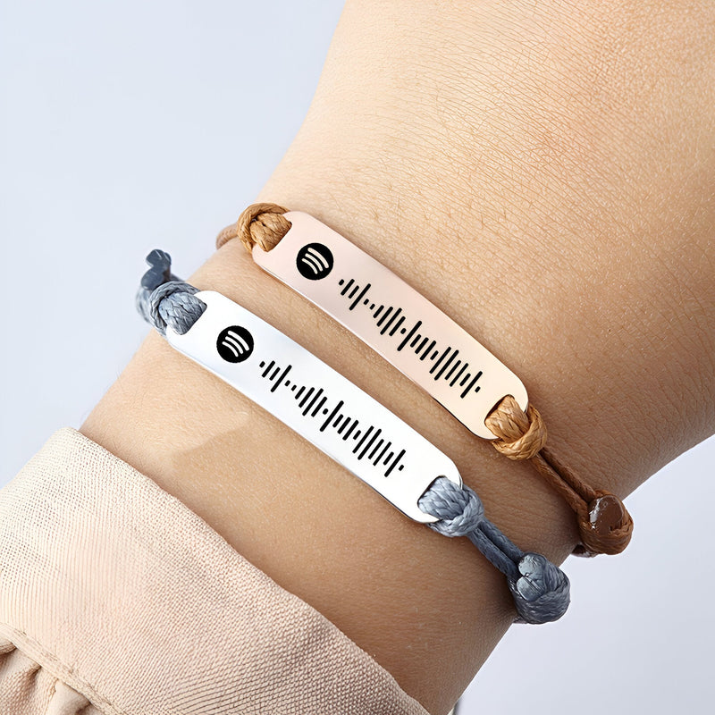 Pulsera personalizada Spotify, cuerda y acero inoxidable, modelo Doru