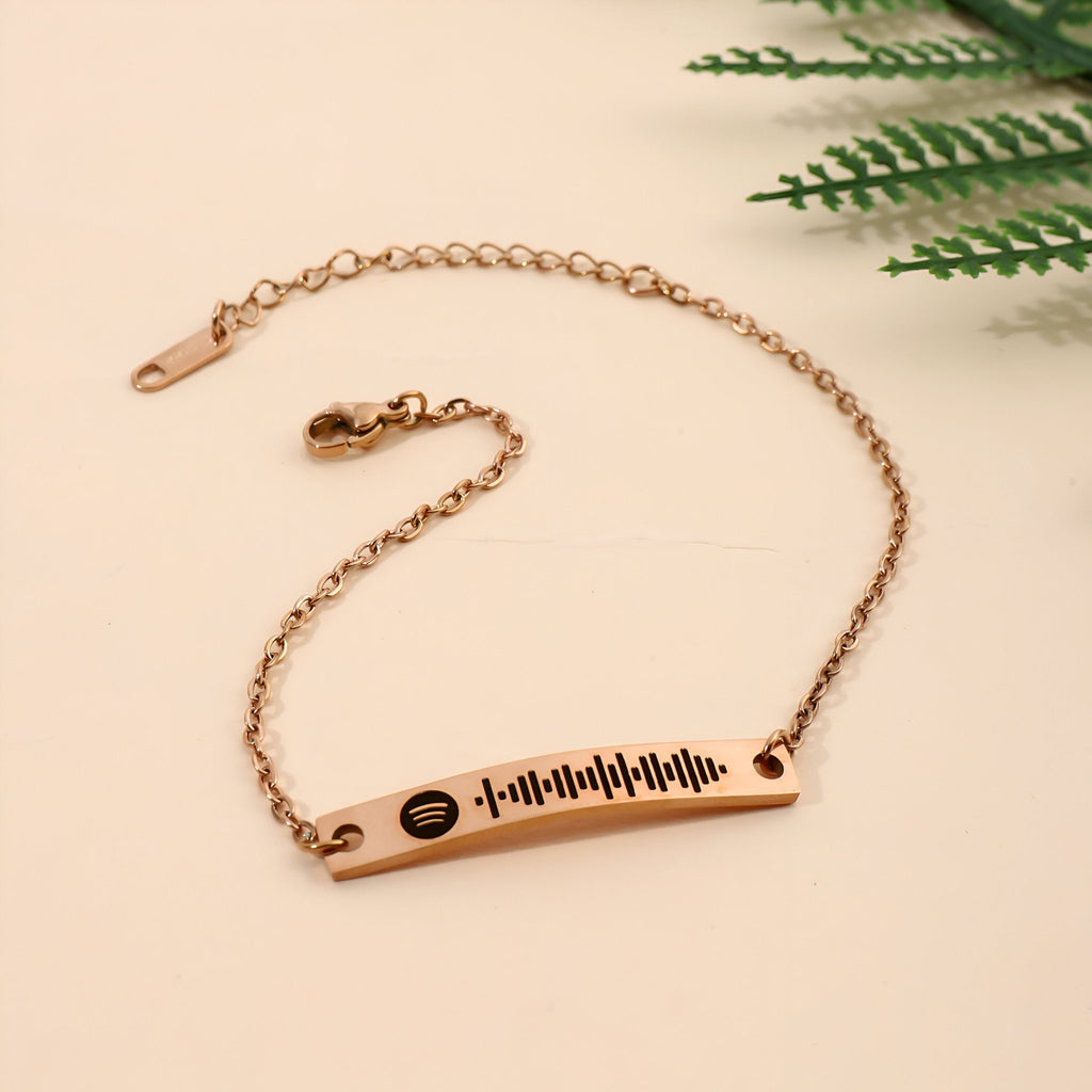 Bracelet personnalisé code Spotify, gourmette ajustable, modèle Almy - La Boutique du Bracelet