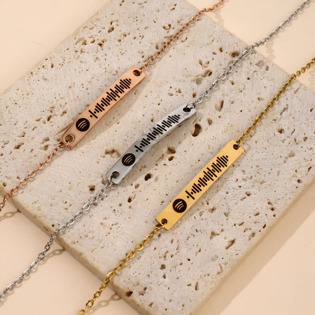Bracelet personnalisé code Spotify, gourmette ajustable, modèle Almy - La Boutique du Bracelet