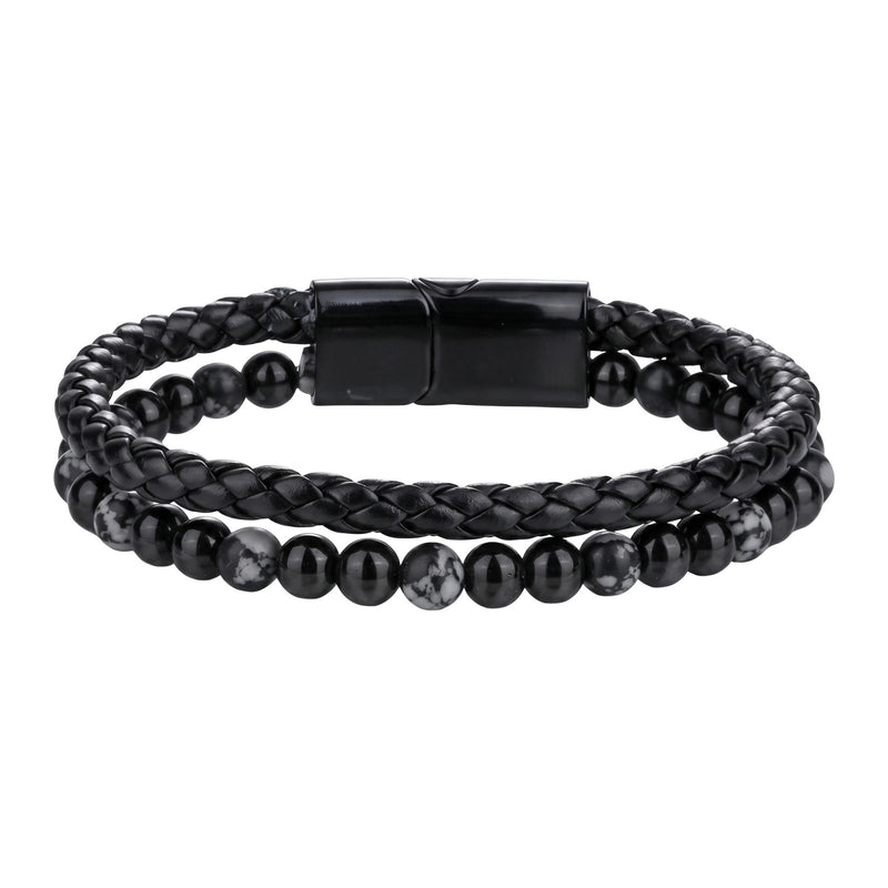 Pulseira personalizada de dupla volta para homem, olho de tigre verdadeiro, couro preto entrançado, fecho de aço gravável, ideia de presente, modelo Etno