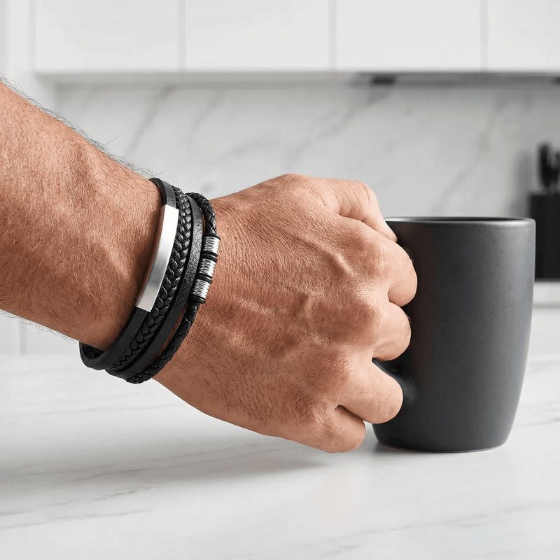 Personalisierbares Lederarmband, mehrreihig, modisch, Modell Maxime