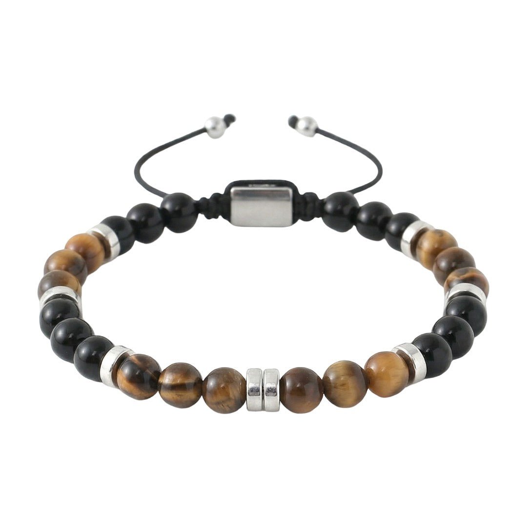 Personalisierbares Armband aus natürlichen Steinen, 6 mm, Perlenarmband mit verstellbarem Band, rustikale und elegante Ausstrahlung, Modell Kalère