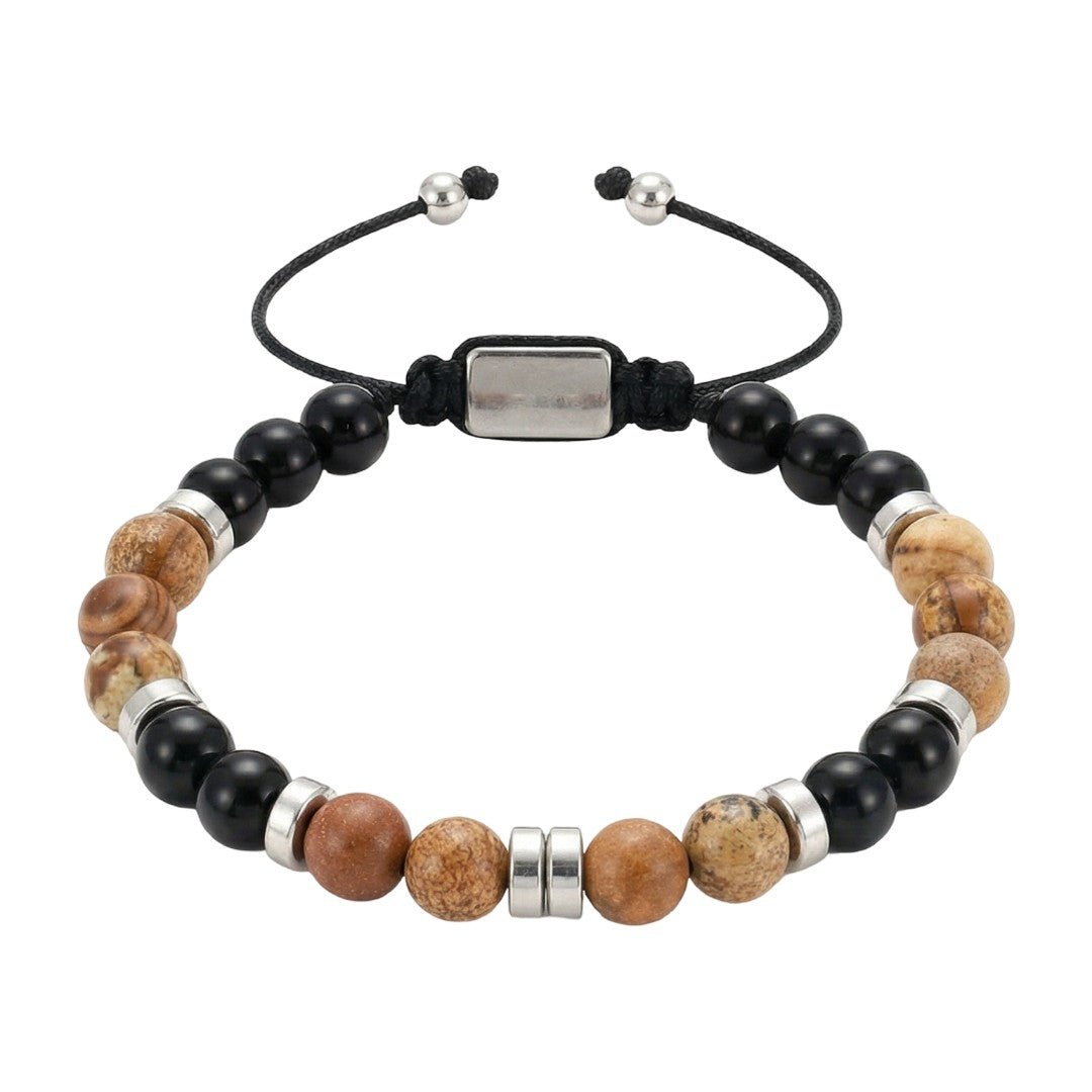 Personalisiertes Armband aus 6 mm Natursteinen, verstellbares Band, Modell Kalère