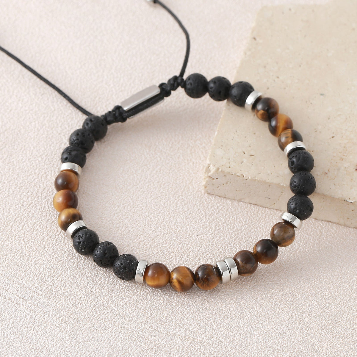 Personalisiertes Armband aus 6 mm Natursteinen, verstellbares Band, Modell Kalère