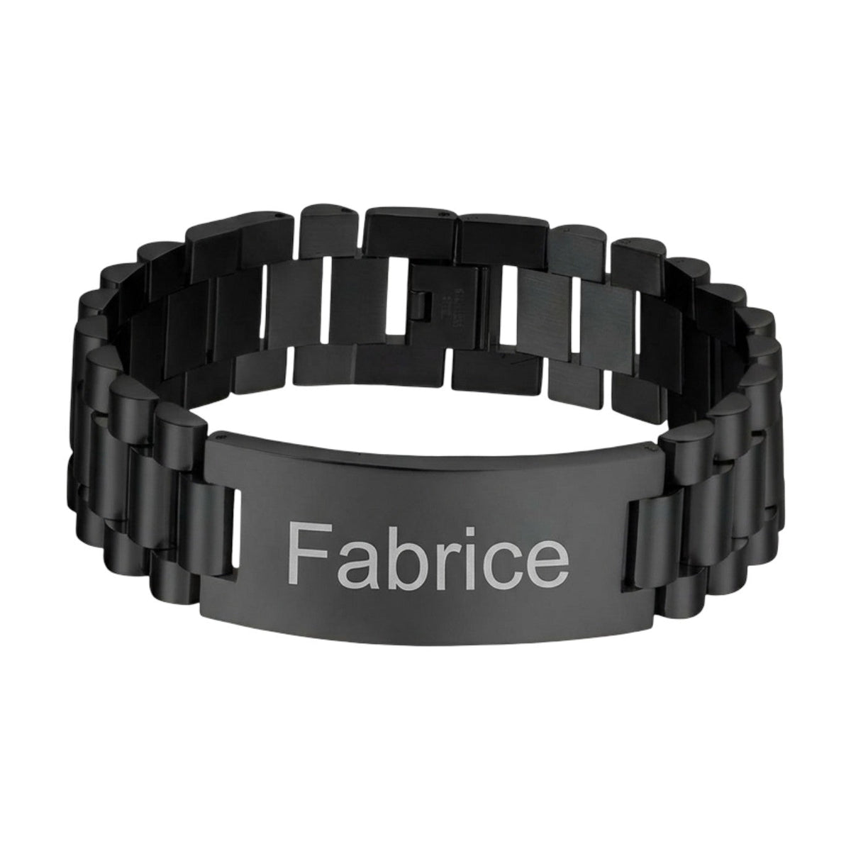 Personalized gourmette bracelet, in stainless steel, thick chain, for men, Fernand model
