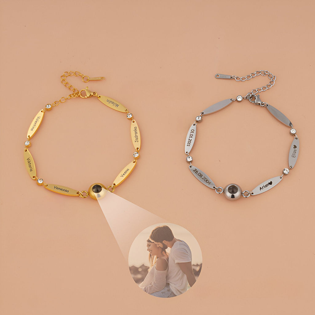 Bracelet photo personnalisé, à graver, en acier inoxdyable, modèle Tifaine - La Boutique du Bracelet