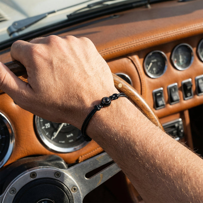 Bracelet photo personnalisé, corde et acier inoxydable, modèle Réni