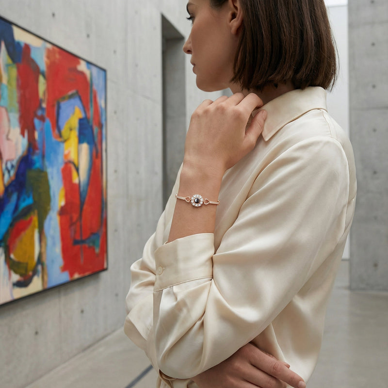 Bracelet photo personnalisé en argent 925, orné d'oxyde de zirconium, modèle Zenaida