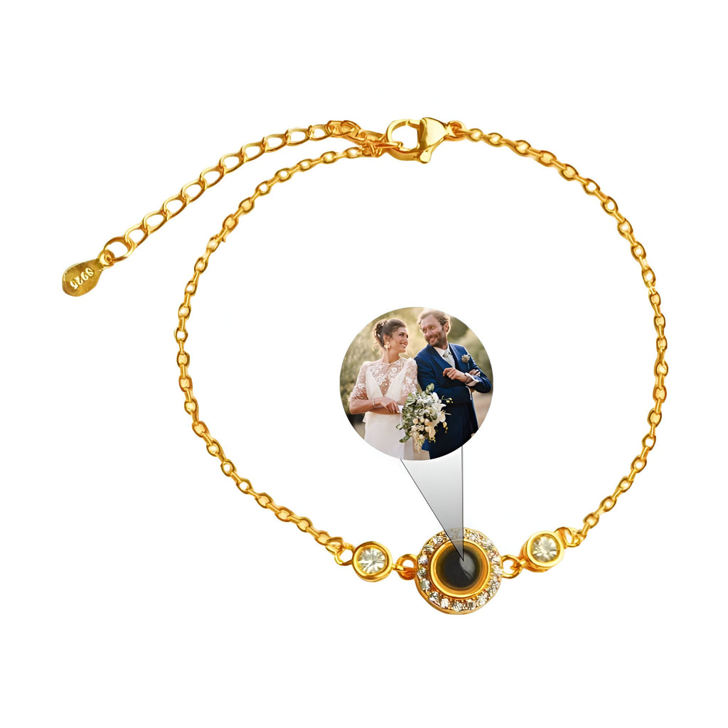 Bracelet photo personnalisé en cuivre, serti d'oxyde de zirconium, modèle Zania - La Boutique du Bracelet