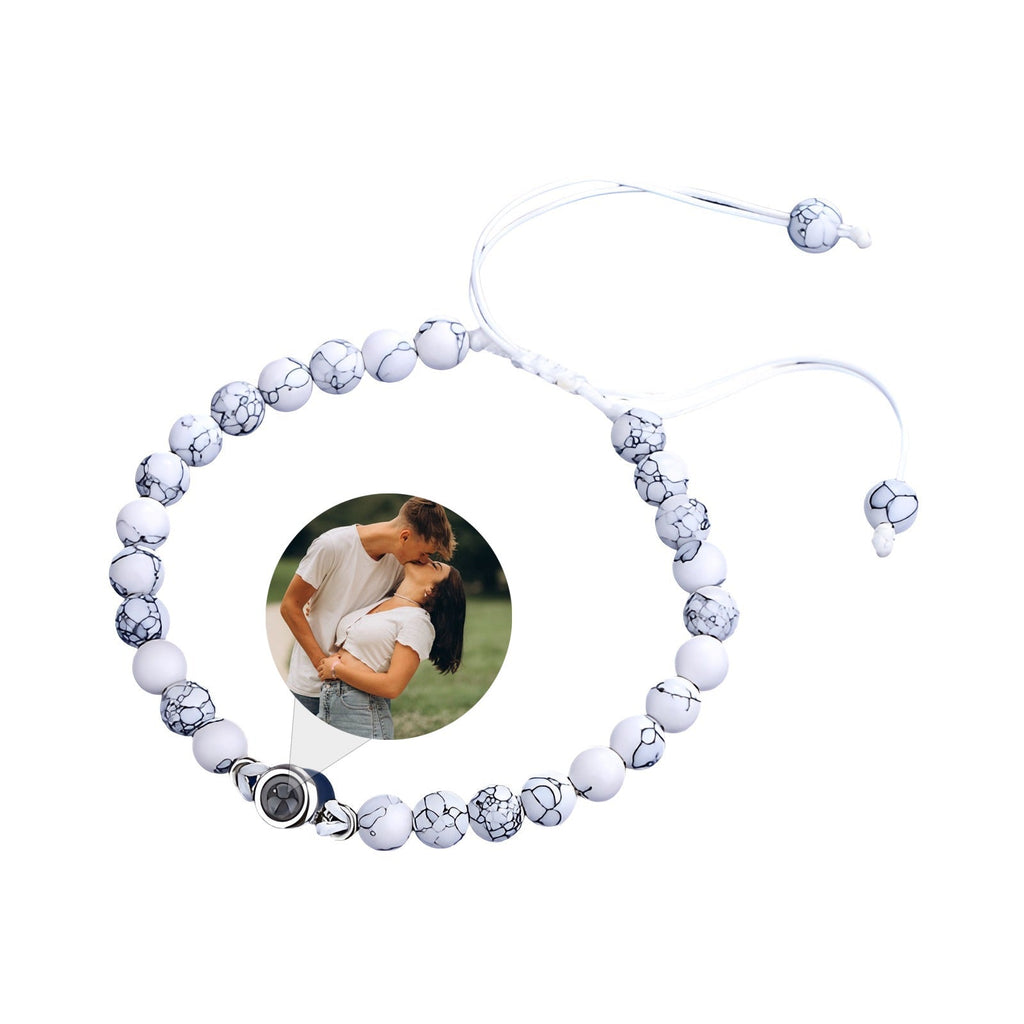 Bracelet photo personnalisé, en pierres naturelles, modèle Amaru - La Boutique du Bracelet
