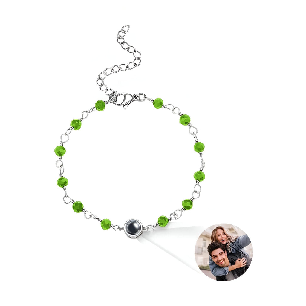 Bracelet photo personnalisé en titane, orné de pierres de cristal, modèle Azul - La Boutique du Bracelet