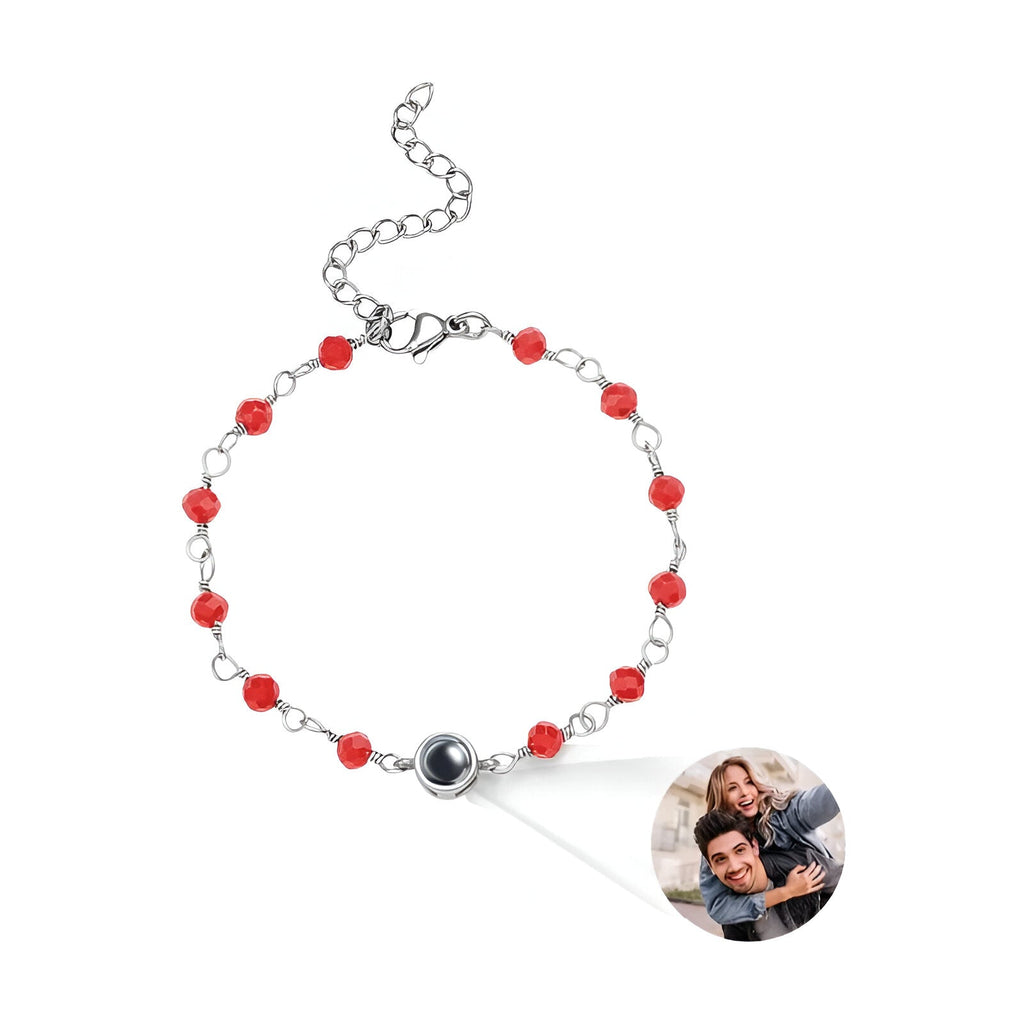 Bracelet photo personnalisé en titane, orné de pierres de cristal, modèle Azul - La Boutique du Bracelet