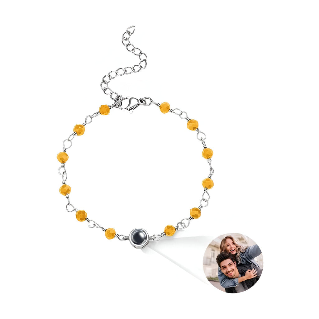 Bracelet photo personnalisé en titane, orné de pierres de cristal, modèle Azul - La Boutique du Bracelet