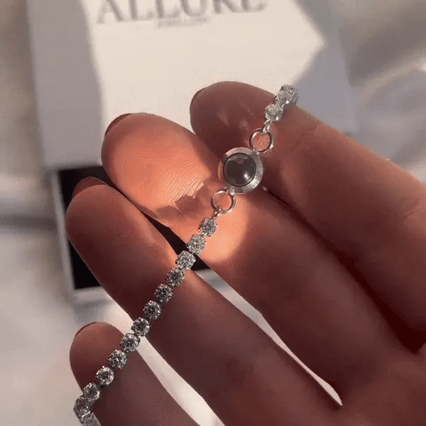 Pulsera personalizada con foto en titanio + llavero corazón con foto personalizado de regalo, modelo Aliénor