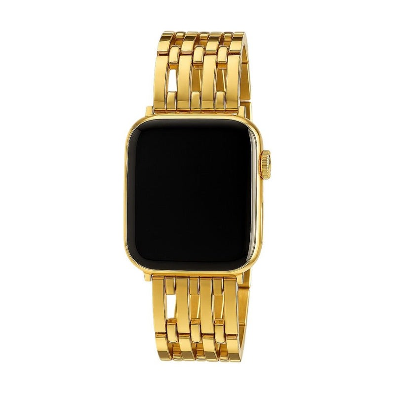 Bracelet Apple Watch chic en métal doré à maille double pour 38-42 mm.