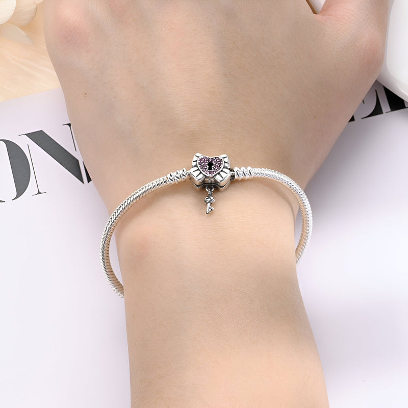 Pulsera para charm, personalizable, corazón con candado, para mujer, modelo Tanith