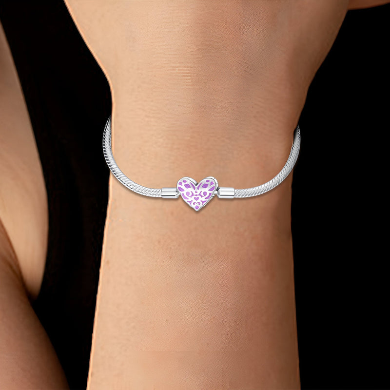Pulsera para charm, personalizable, corazón luminoso, para mujer, modelo Alondra