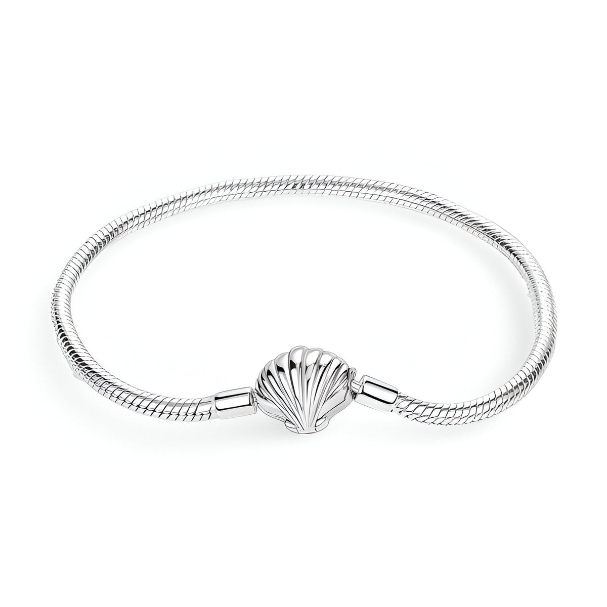Bracelet en argent avec pendentif coquillage minimaliste, style serpent, modèle Melania.