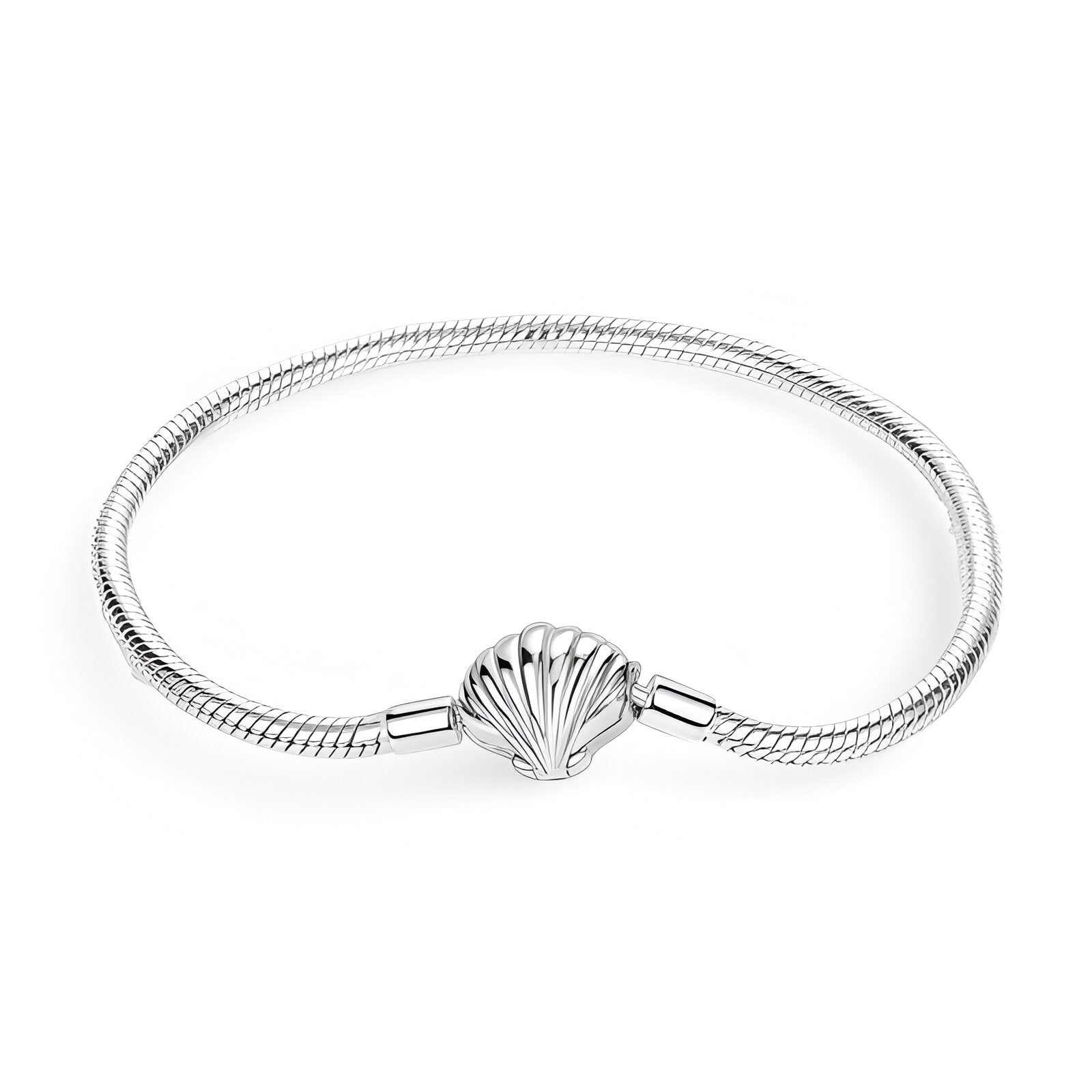 Bracelet en argent avec pendentif coquillage minimaliste, style serpent, modèle Melania.
