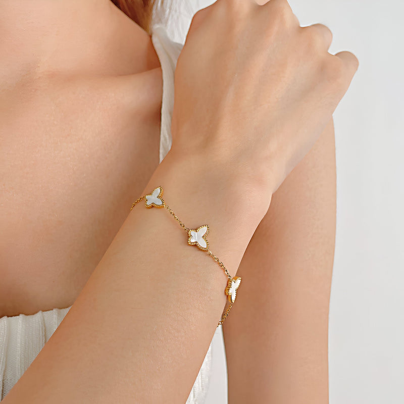 Pulsera para mujer, charms de mariposas, de acero inoxidable, modelo Aline