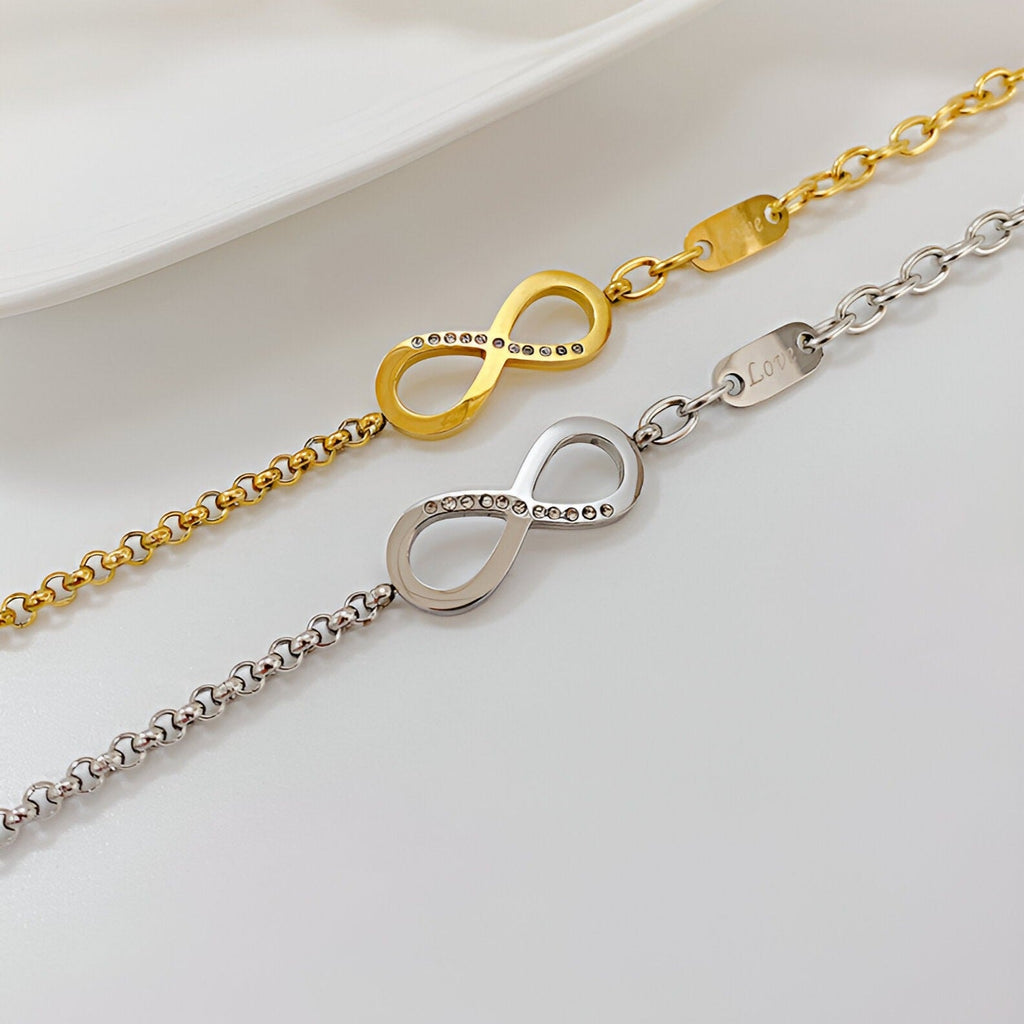 Bracelet pour femme, en acier inoxydable, charm infini orné de zirconium, modèle Kalia - La Boutique du Bracelet