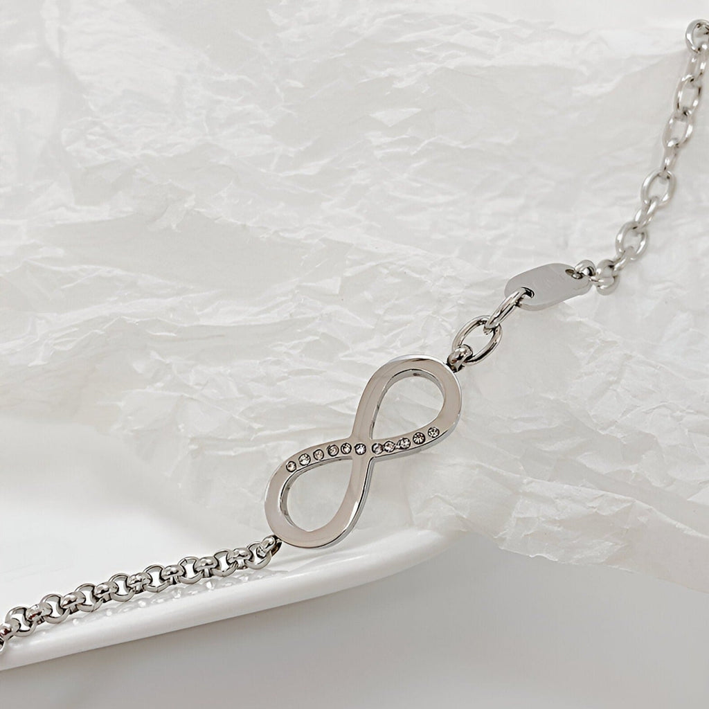 Bracelet pour femme, en acier inoxydable, charm infini orné de zirconium, modèle Kalia - La Boutique du Bracelet