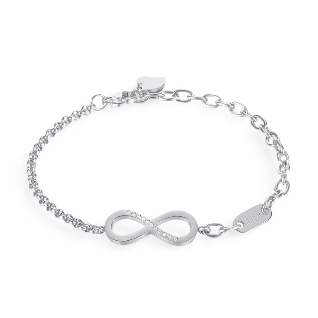 Bracelet pour femme, en acier inoxydable, charm infini orné de zirconium, modèle Kalia - La Boutique du Bracelet
