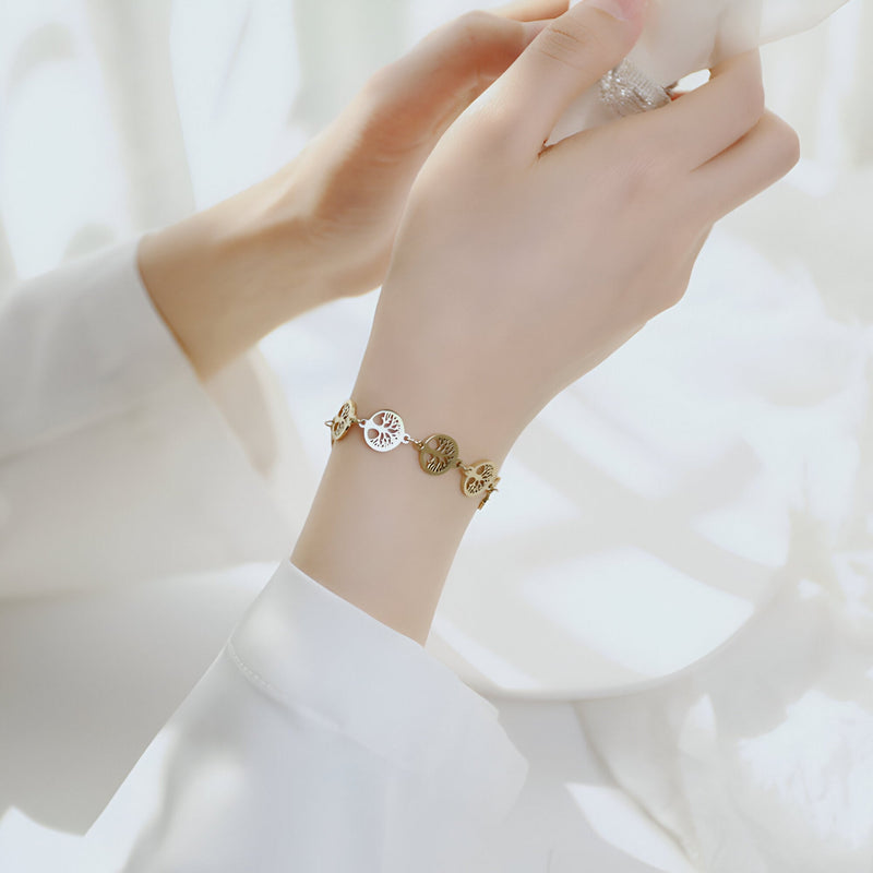 Pulsera para mujer, de acero inoxidable, varios árboles de la vida, modelo Lini