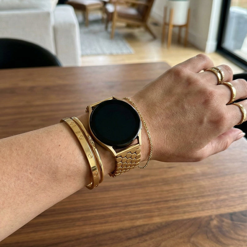 Armband für Smartwatch, Metalllegierung im Wabenmuster, modernes Aussehen für Samsung-Uhr, Ice Watch, Garmin, Modell Yizda