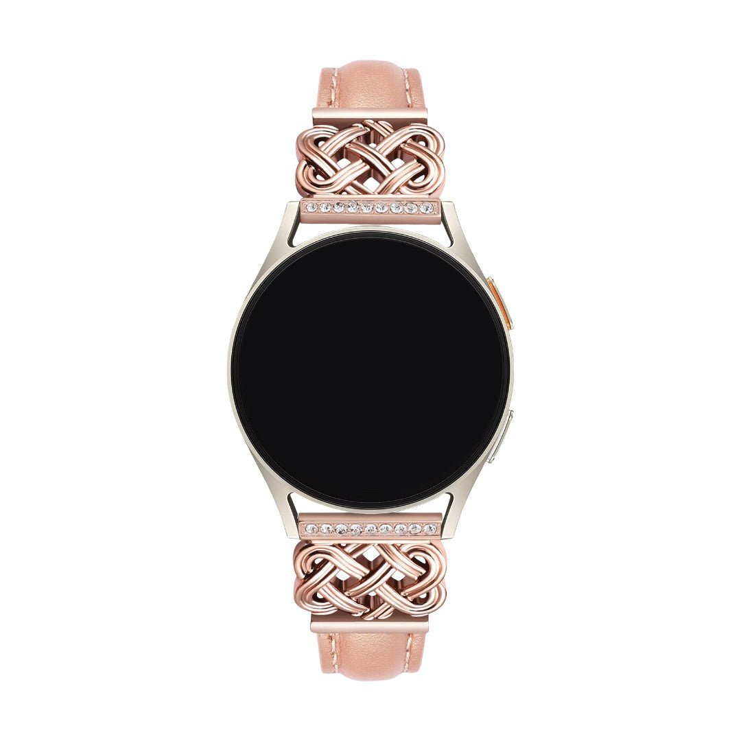 Bracelet SmartWatch, connecteurs en D sertis de zircons, lanière bicolore, modèle Loukie