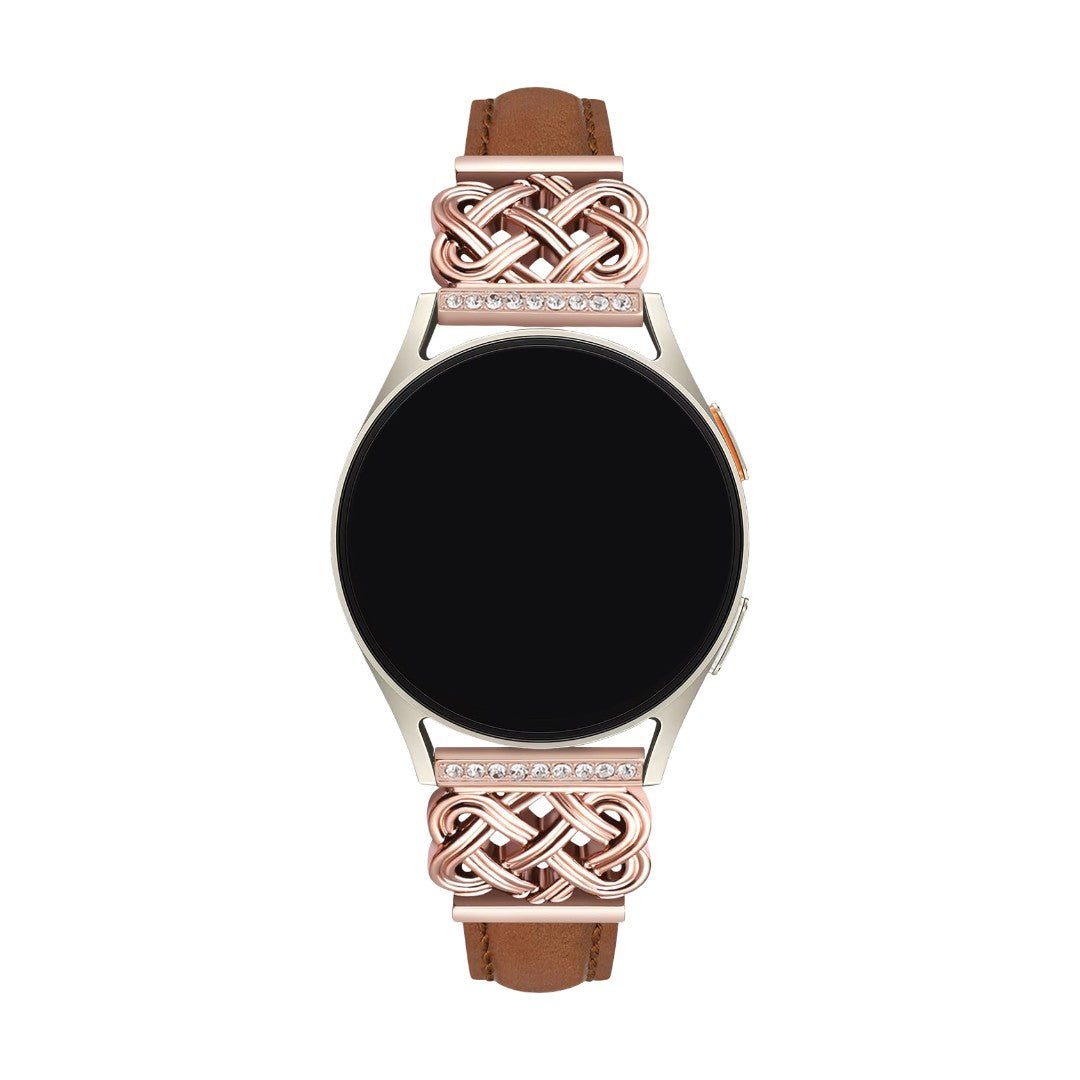 Bracelet SmartWatch, connecteurs en D sertis de zircons, lanière bicolore, modèle Loukie