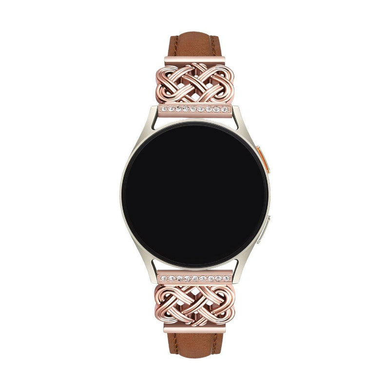 Armband für Smartwatch, keltische Metallschließe, Zirkonsteine, elegant und edel für Samsung-Uhr, Ice Watch, Garmin, Modell Loukie