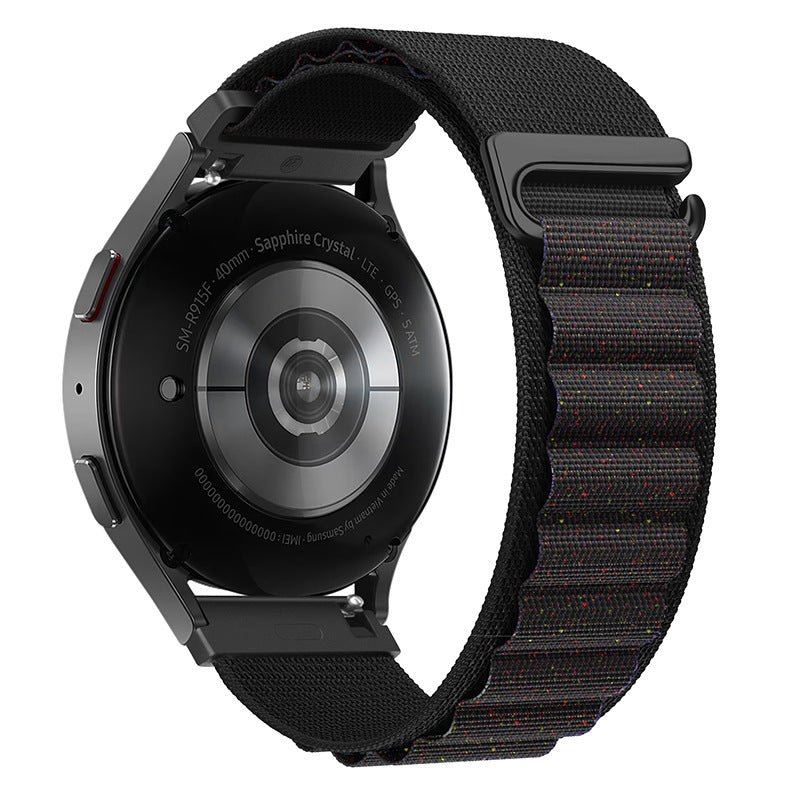Bracelet Kapri noir en nylon avec boucle à crochet en acier inoxydable pour Huawei Watch.