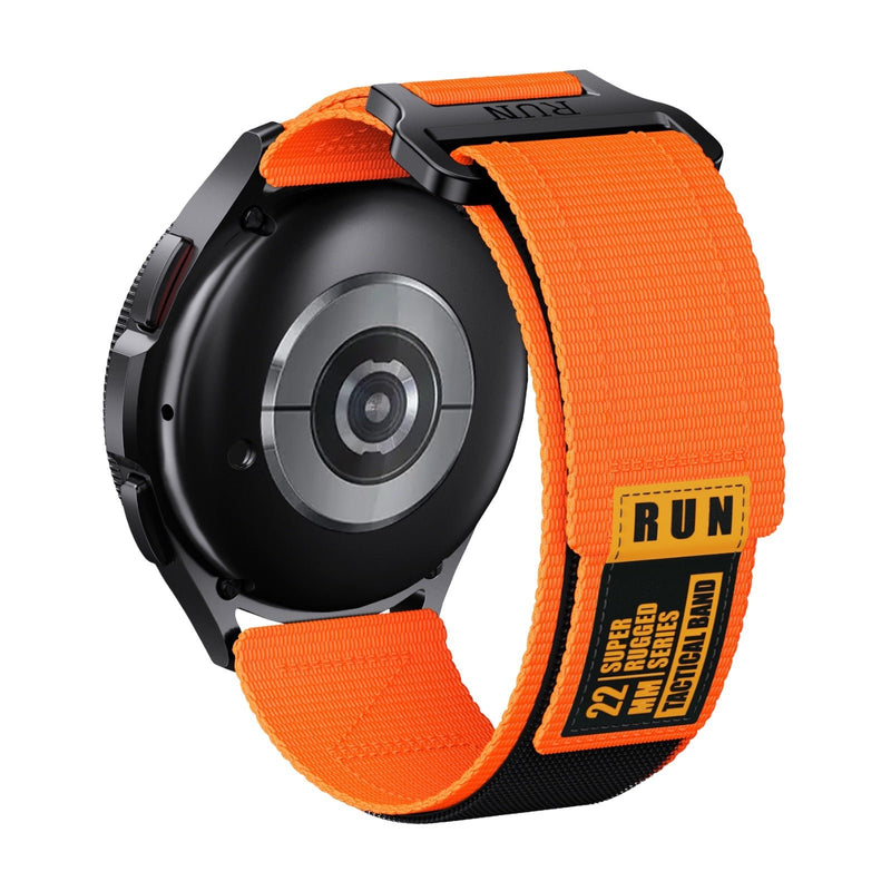 Bracelet nylon orange avec fermoir velcro RUN pour montre Huawei Watch, modèle Omar, 40-44 mm.