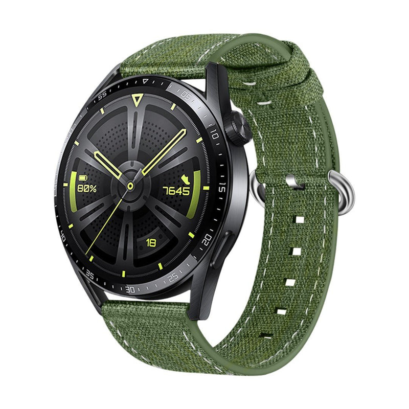 Bracelet en nylon vert olive pour montre avec boucle ardillon en métal, modèle Nicole, résistant à l’eau.