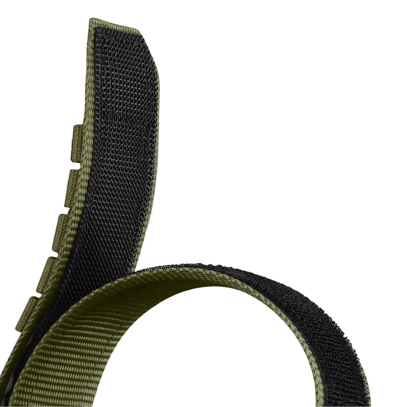 Bracelet Sport Edition en nylon vert kaki avec fermoir velcro noir pour montre connectée.