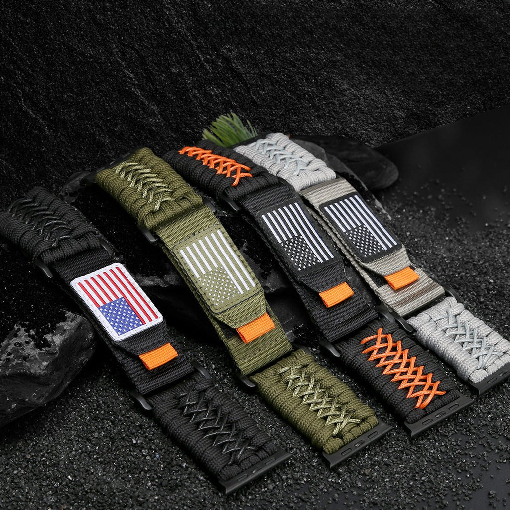 Bracelet Sport Edition en nylon résistant pour Apple Watch avec fermeture velcro, drapeau américain, modèle Colt - La Boutique du Bracelet