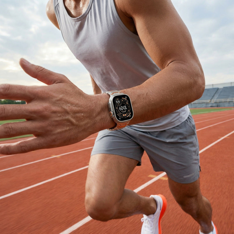 Sport Bracelet for Apple Watch, Titanium and FKM, Magnetic Clasp, Adjustable Men's Bracelet, Extreme Comfort, Hypnos Model