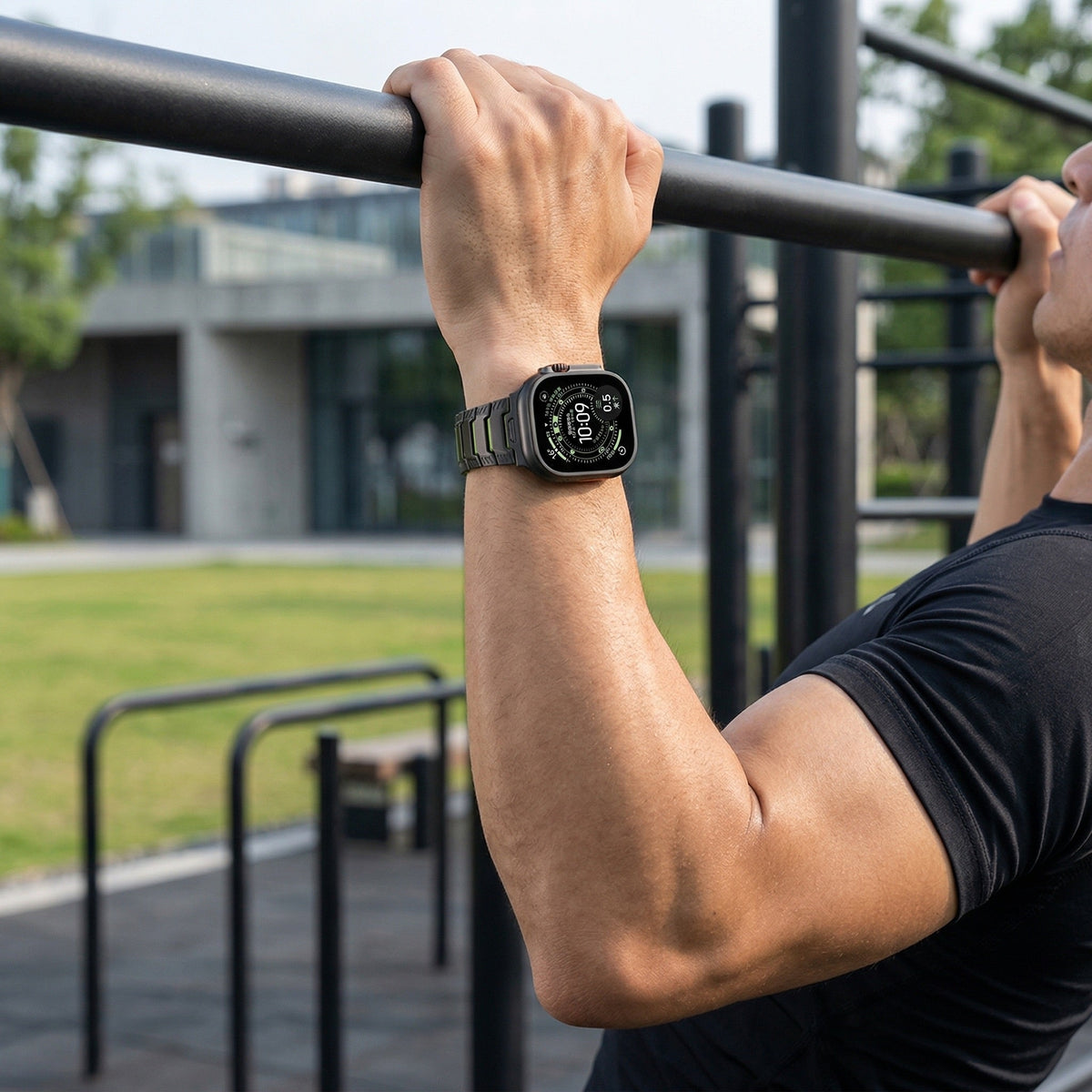 Bracelet Apple Watch en titane et silicone, fermeture magnétique, style chevalier, modèle Hypnos