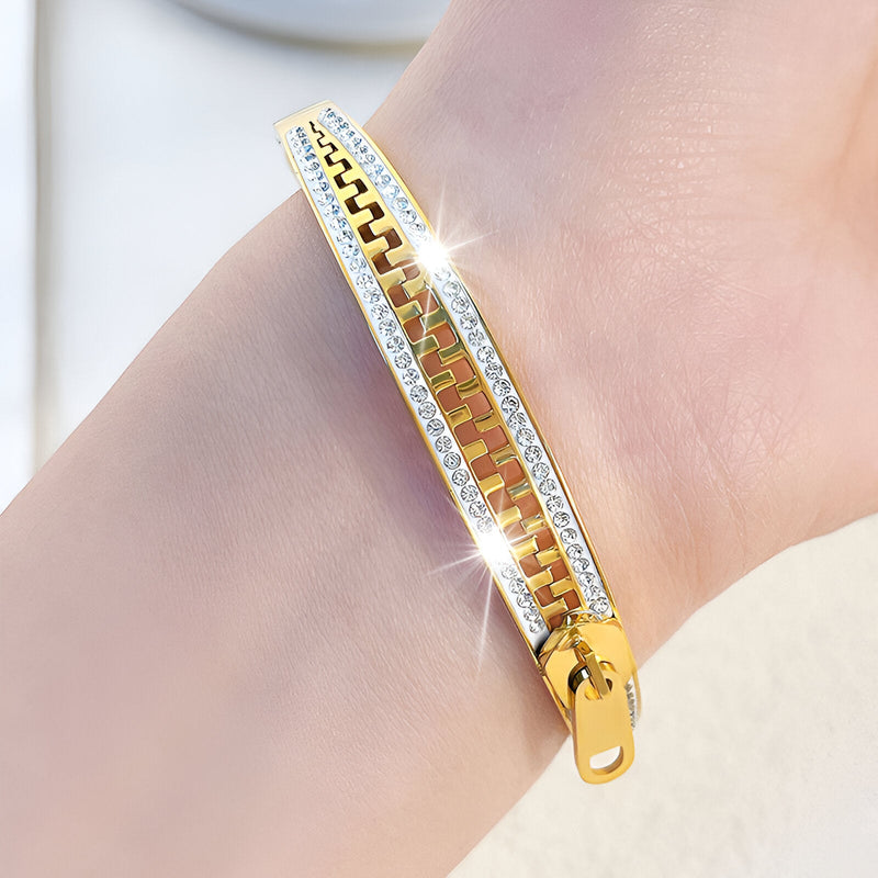 Pulsera estilo cremallera, de titanio, para mujer, modelo Isadora