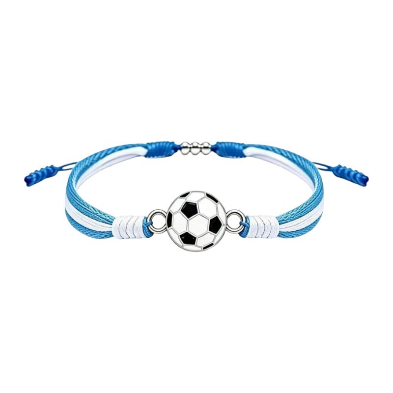 Bracelet cordon supporter football, pendentif ballon émaillé, ajustable, modèle Albaro