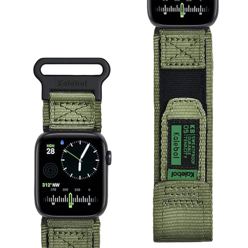 Bracelet en nylon kaki, velcro ajustable, pour Apple Watch, modèle Kayle, édition Kalebol.