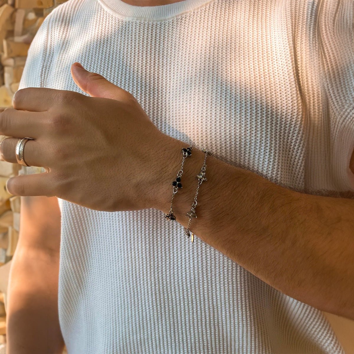 Bracelet trèfle à 3 feuilles, style chic et habillé, homme moderne et tendance, modèle Rapha - La Boutique du Bracelet